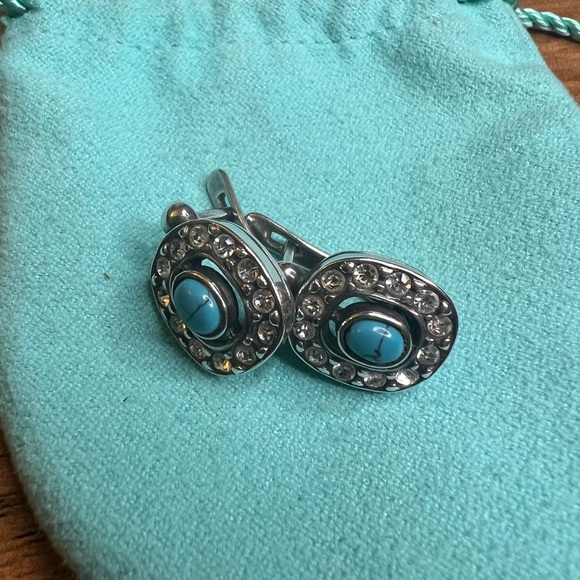 Vintage turquoise earrings, silver. - Picture 4 of 5